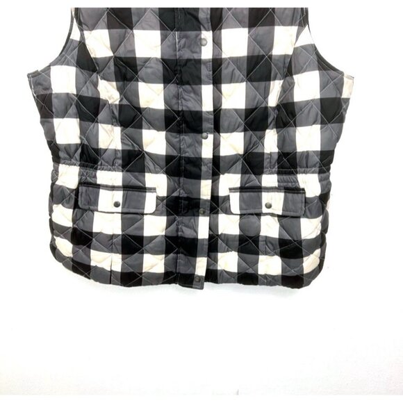 Talbots Down Filled Puffer Vest Buffalo Plaid Check  Black Cream Woman Size 1X - Picture 4 of 10